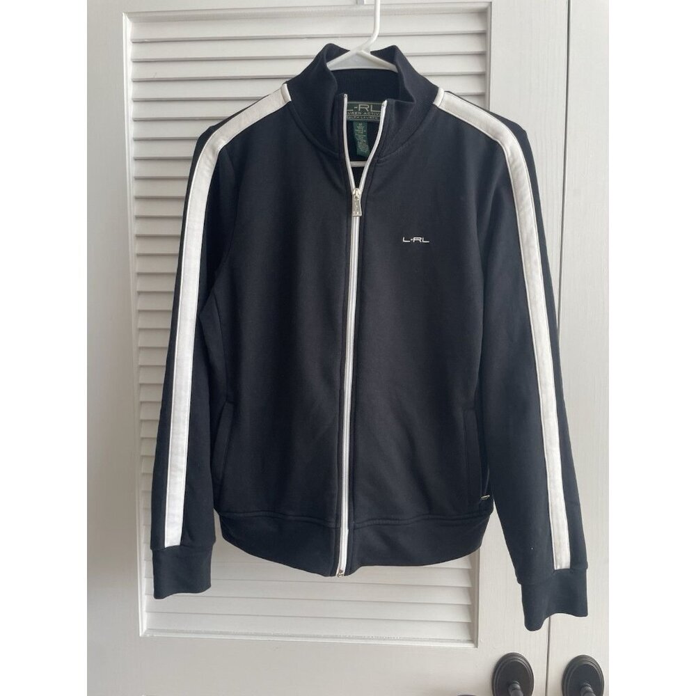 Ralph Lauren Active Womens Black Zip-Up Collar Size Medium Light Weight